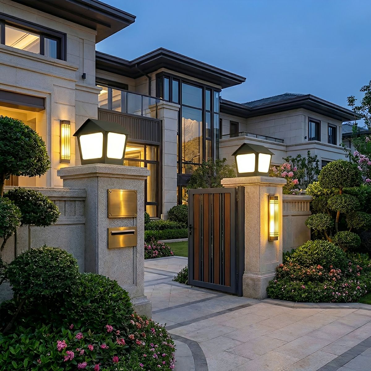 Black Waterproof House Outdoor Post Lights