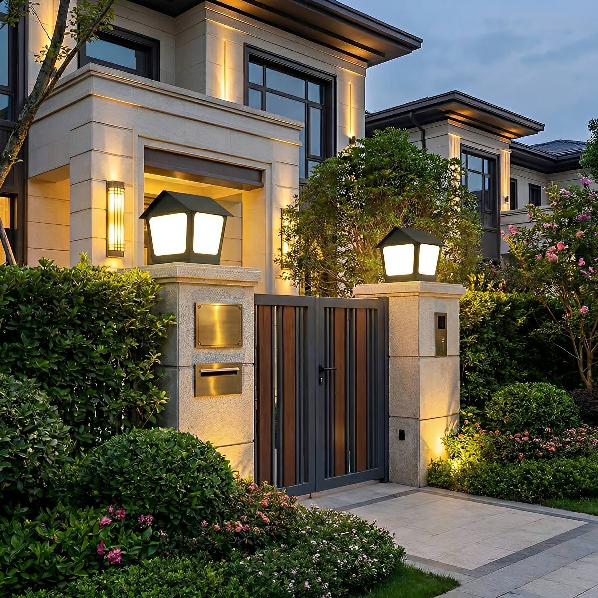 Black Waterproof House Outdoor Post Lights