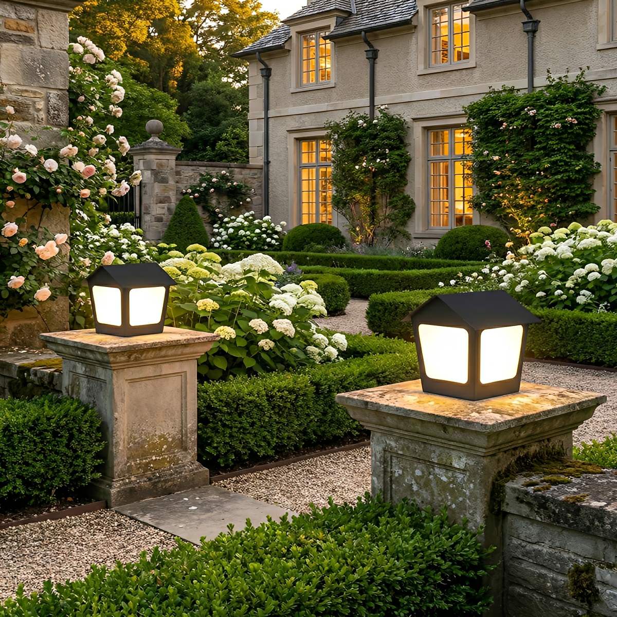 Black Waterproof House Outdoor Post Lights