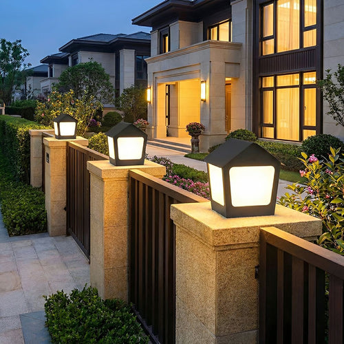 Black Waterproof House Outdoor Post Lights