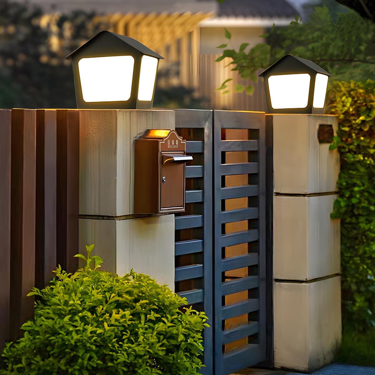 Black Waterproof House Outdoor Post Lights