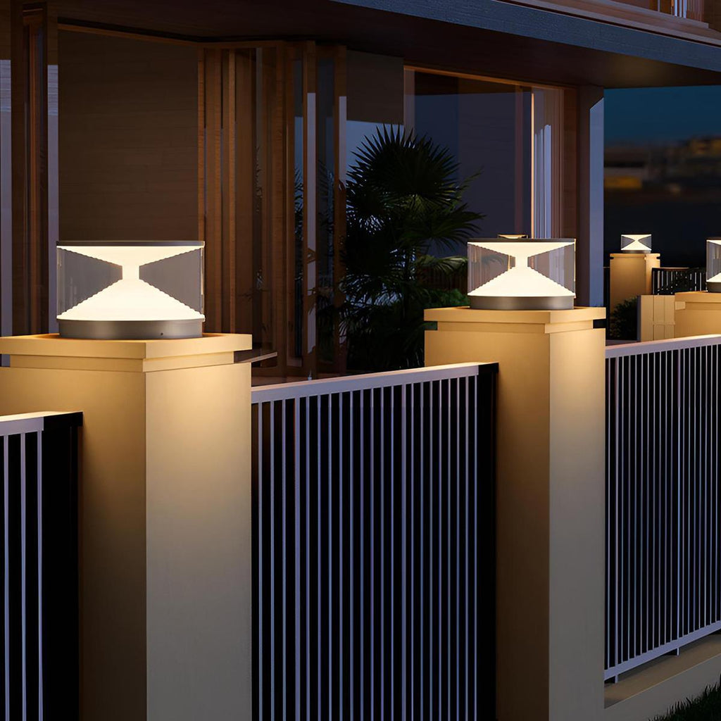 Gray Waterproof Hourglass Outdoor Post Lights
