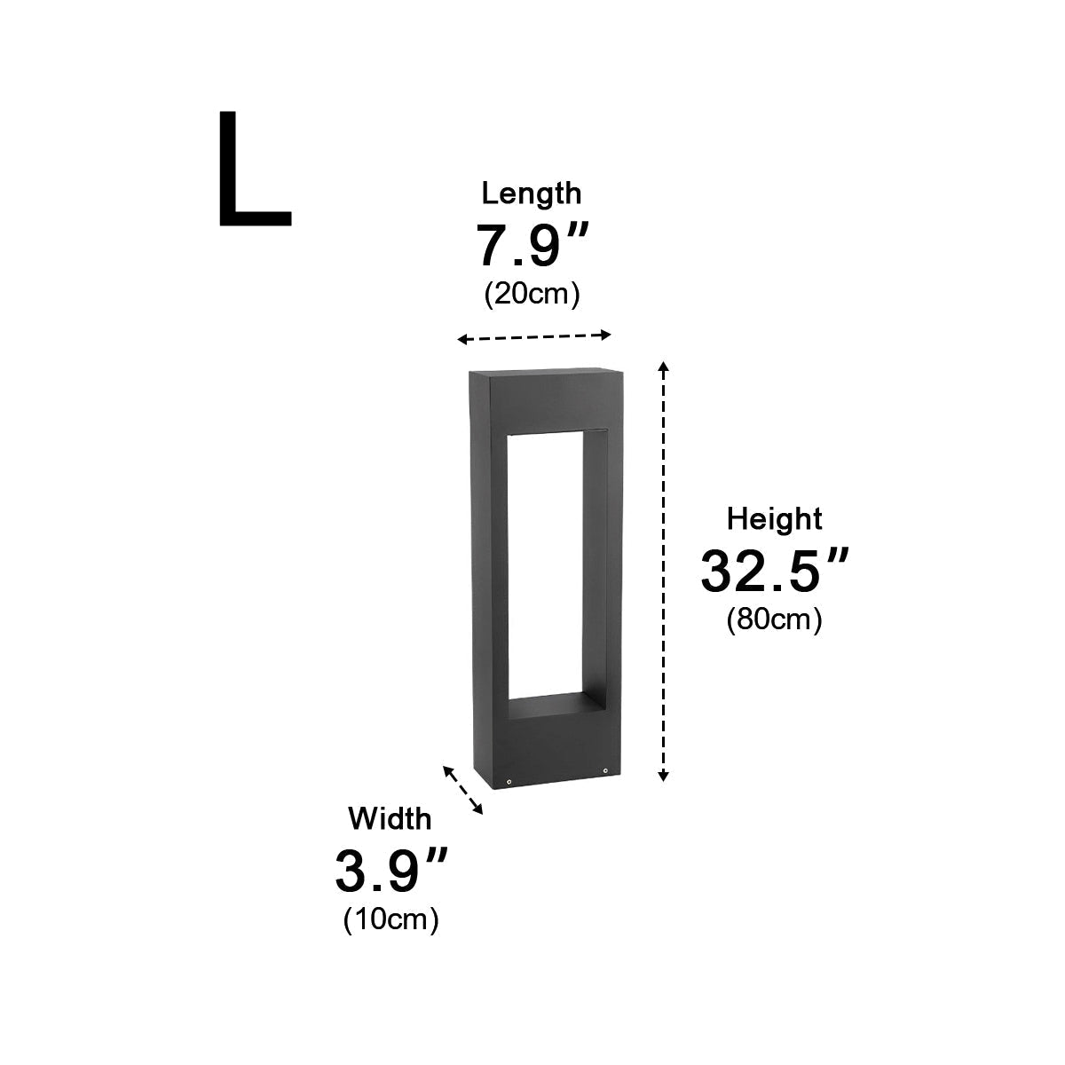 Hollow Square Waterproof LED Black Modern Outdoor Lawn Light Post Lights