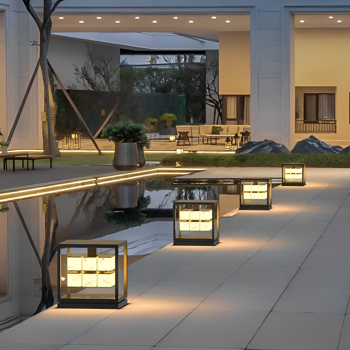 Square LED Waterproof Modern Outdoor Deck Lights Pillar Light Post Caps Lights