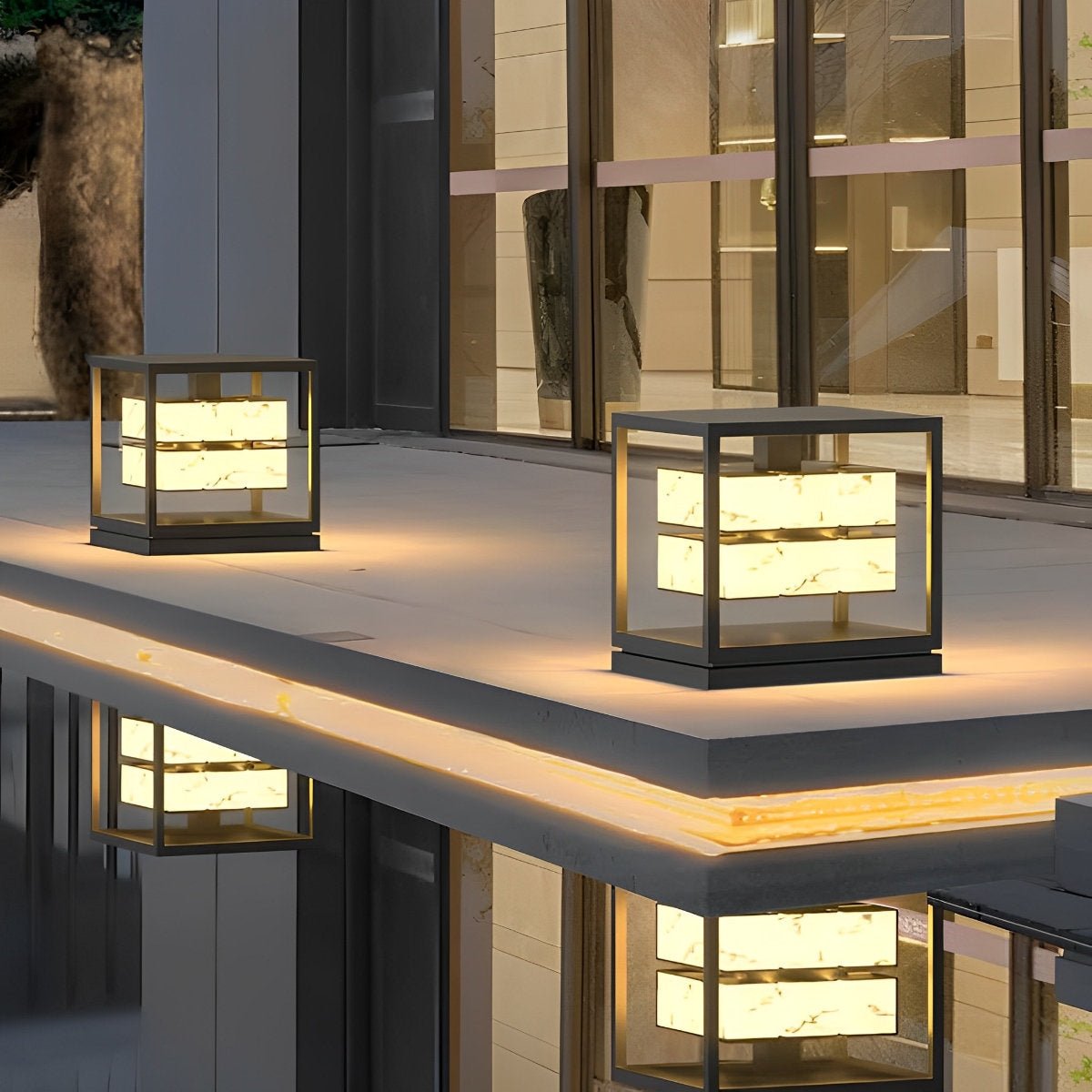 Square LED Waterproof Modern Outdoor Deck Lights Pillar Light Post Caps Lights