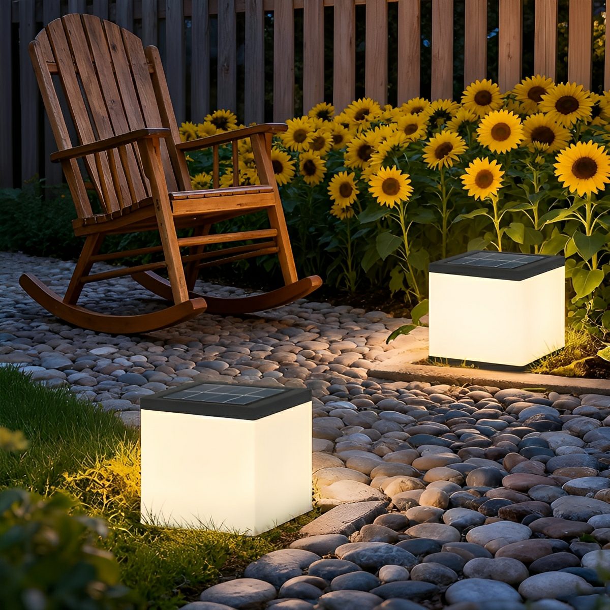 Waterproof Solar Square Cubes Outdoor LED Post Light